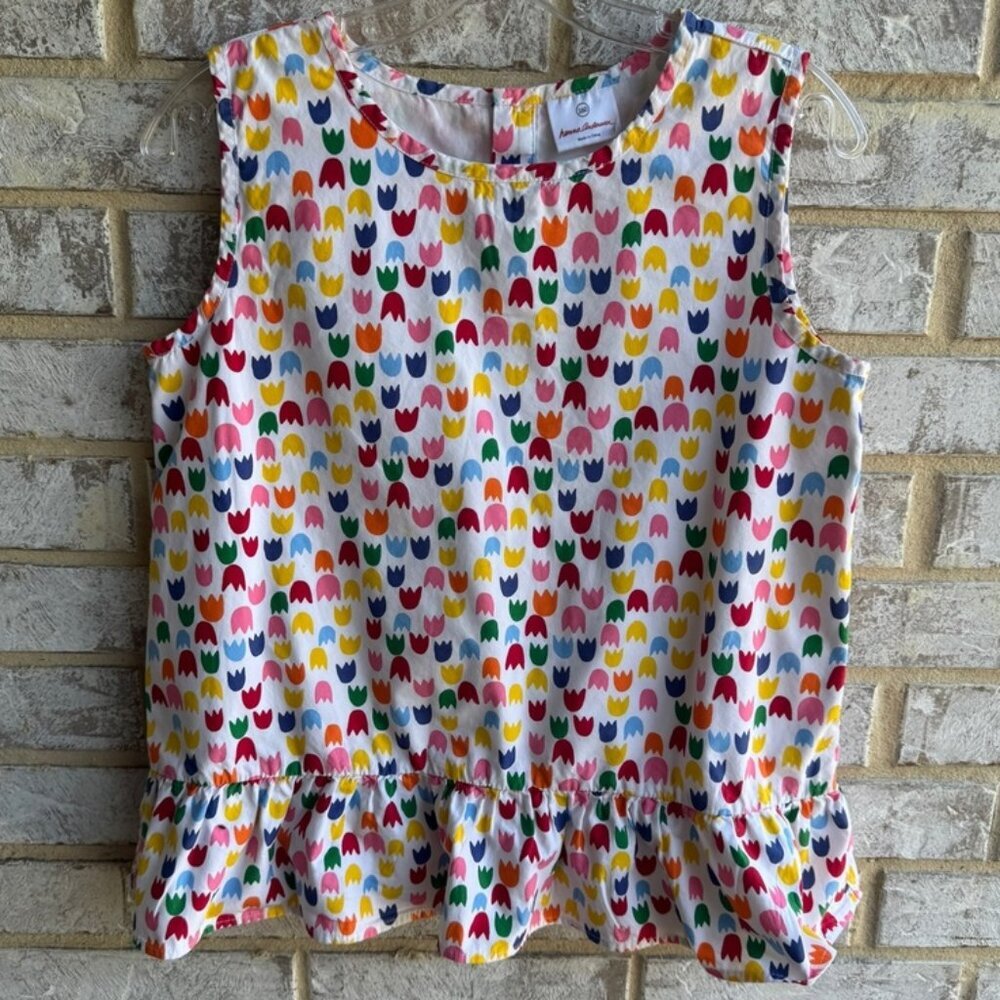 Hanna Andersson Sleeveless Tulip Print Lined Blouse Girls Size 14-16